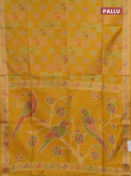 Mustard Yellow Semi Dupion Saree