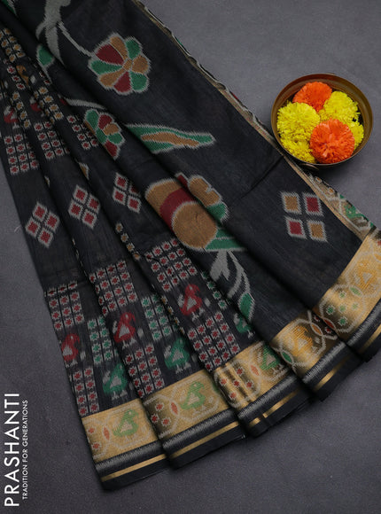 Black Semi Dupion Saree