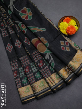 Black Semi Dupion Saree