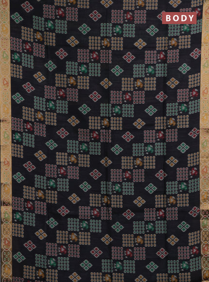 Black Semi Dupion Saree