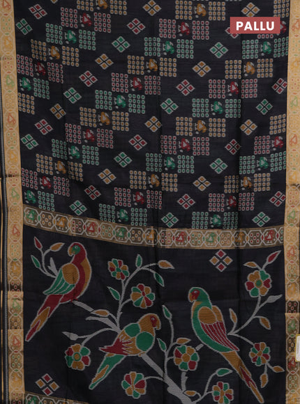 Black Semi Dupion Saree