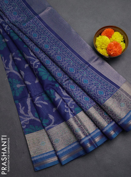 Blue Semi Dupion Saree