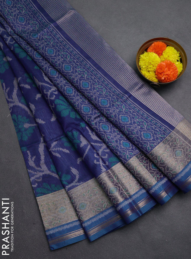 Blue Semi Dupion Saree