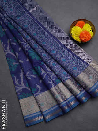 Blue Semi Dupion Saree