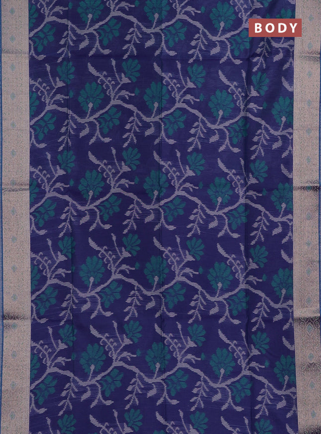 Blue Semi Dupion Saree