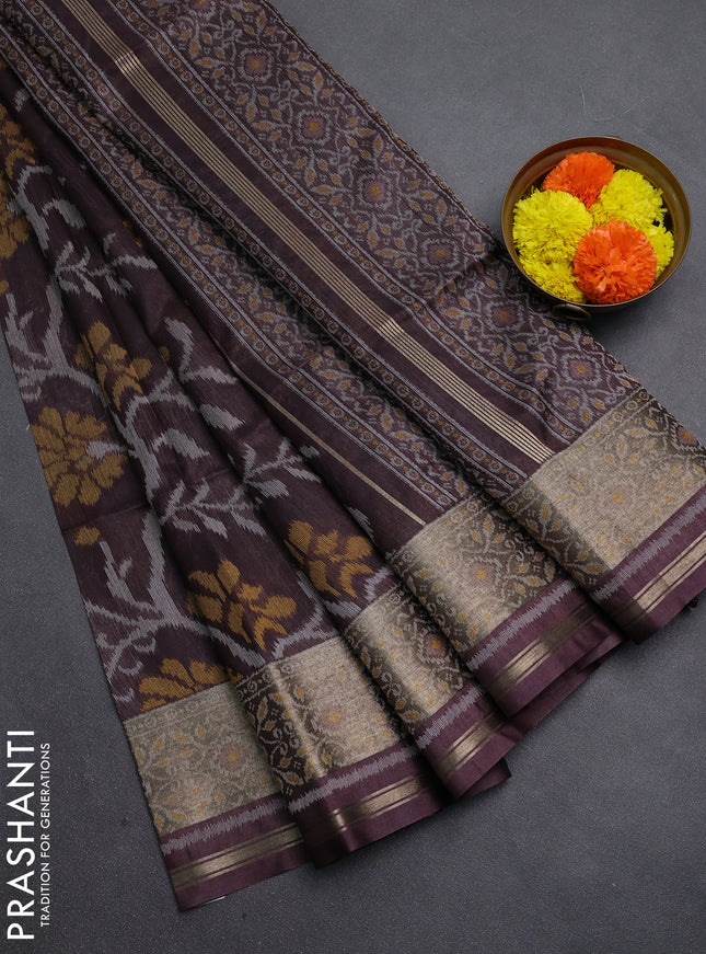 Brown Semi Dupion Saree