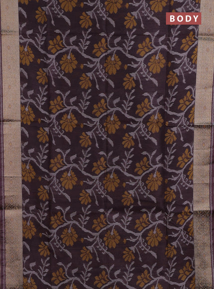 Brown Semi Dupion Saree