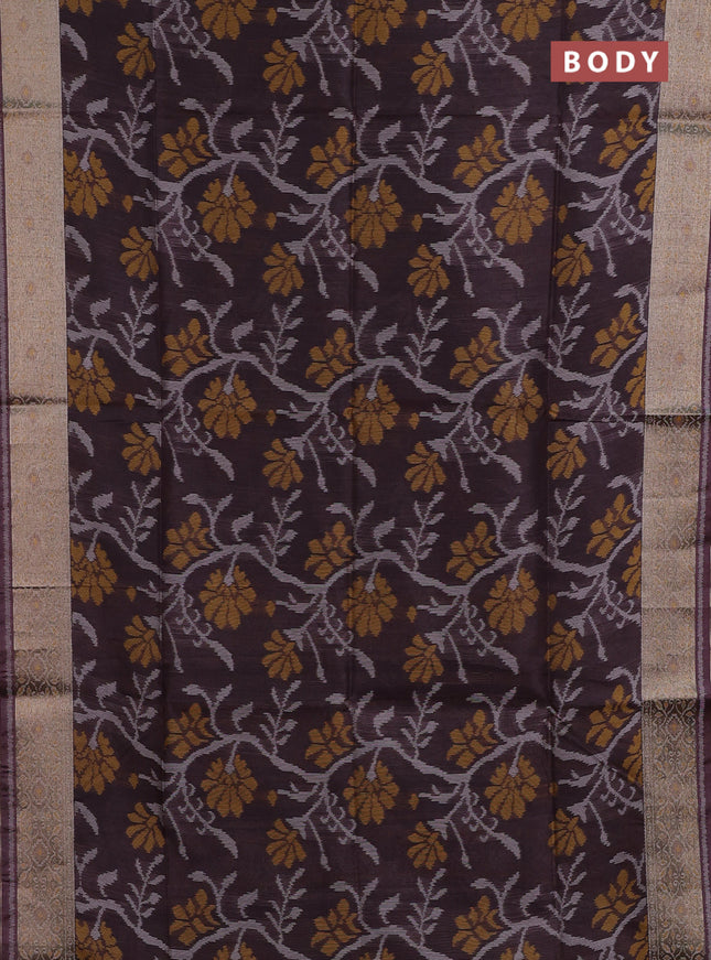 Brown Semi Dupion Saree