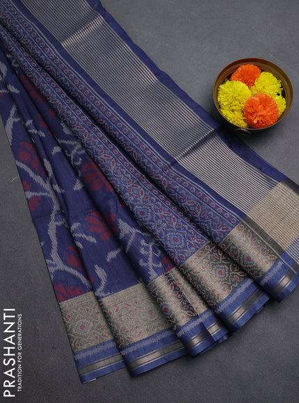 Navy Blue Semi Dupion Saree