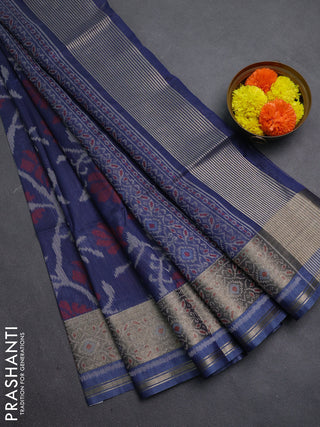 Navy Blue Semi Dupion Saree