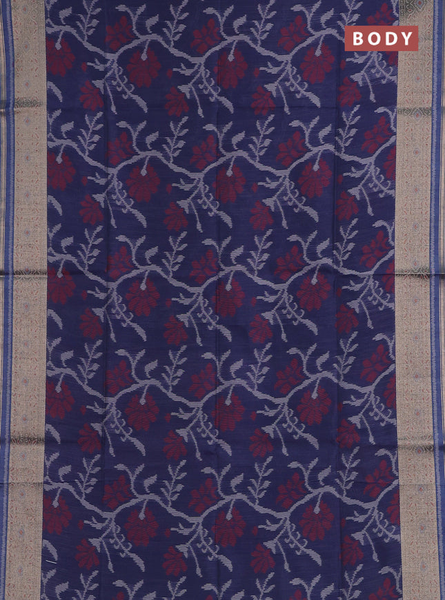 Navy Blue Semi Dupion Saree