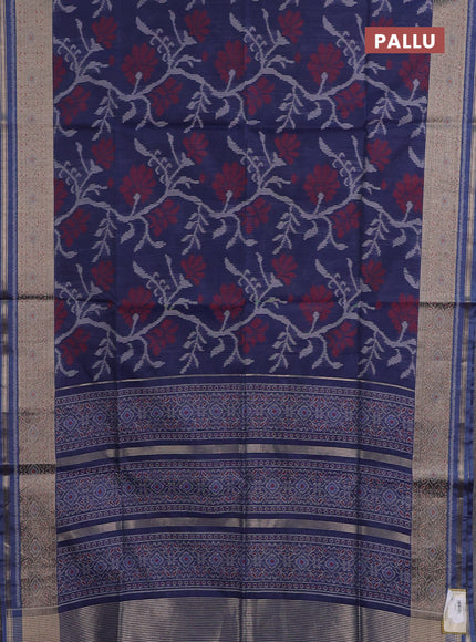 Navy Blue Semi Dupion Saree