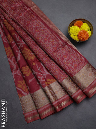 Maroon Semi Dupion Saree