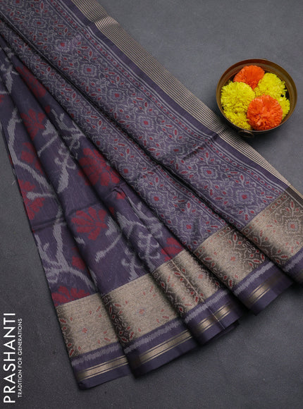 Grey Semi Dupion Saree