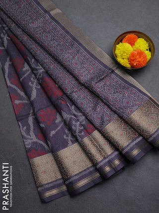 Grey Semi Dupion Saree