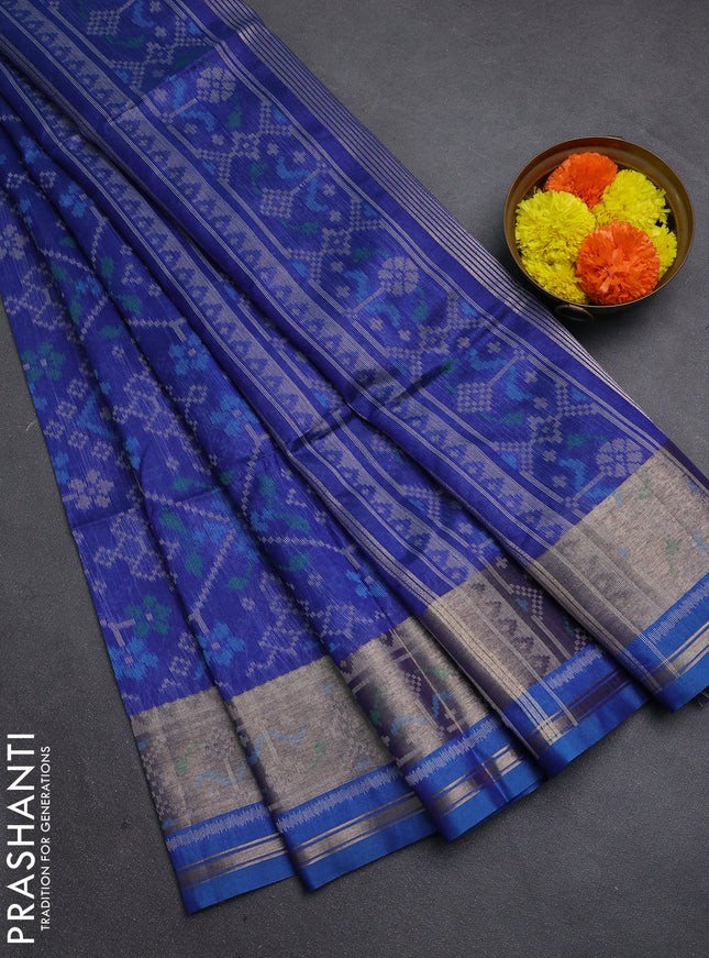 Blue Semi Dupion Saree