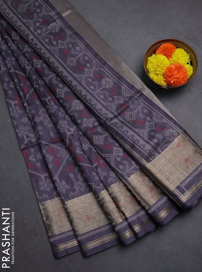 Grey Semi Dupion Saree