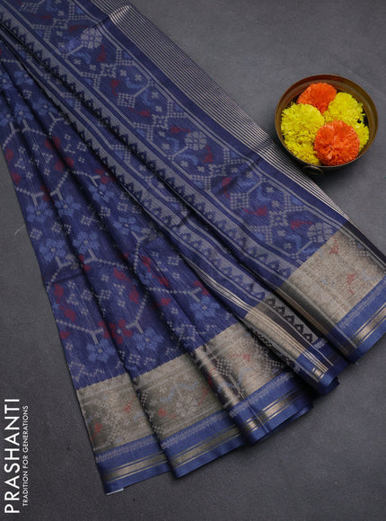 Navy Blue Semi Dupion Saree