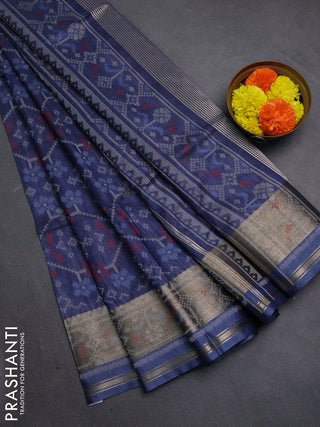 Navy Blue Semi Dupion Saree