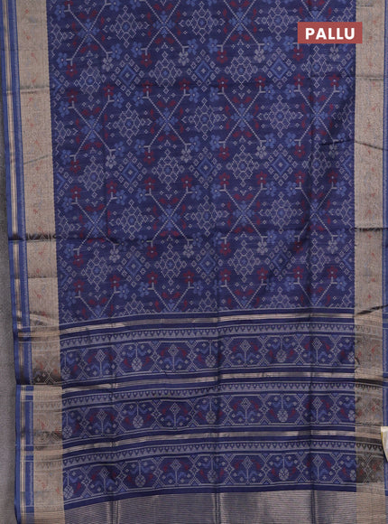 Navy Blue Semi Dupion Saree