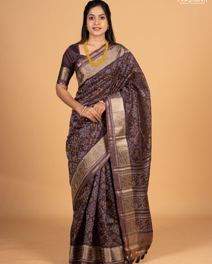Brown Semi Dupion Saree