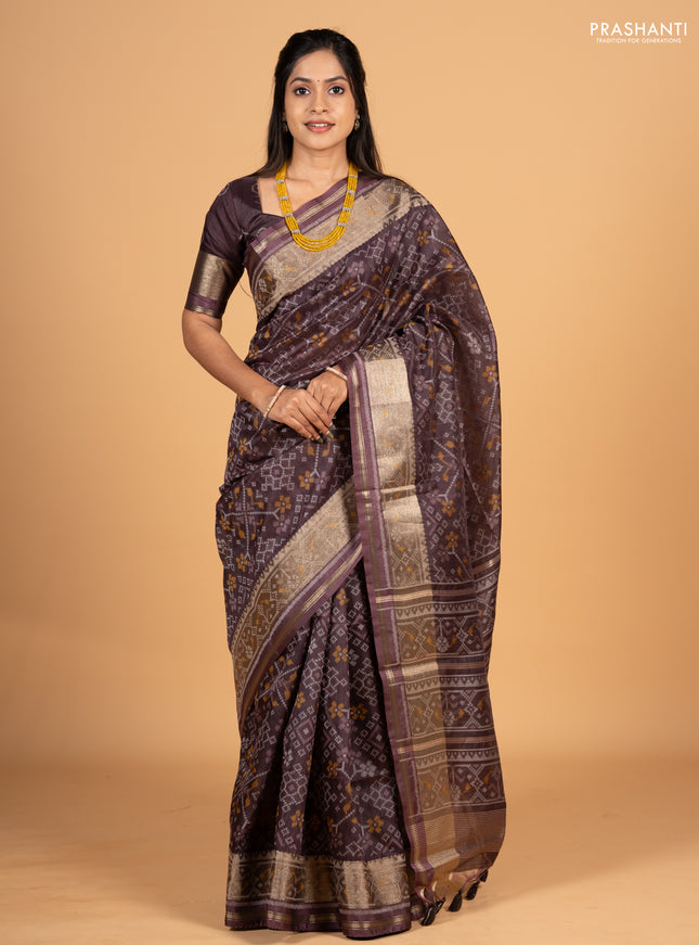 Brown Semi Dupion Saree