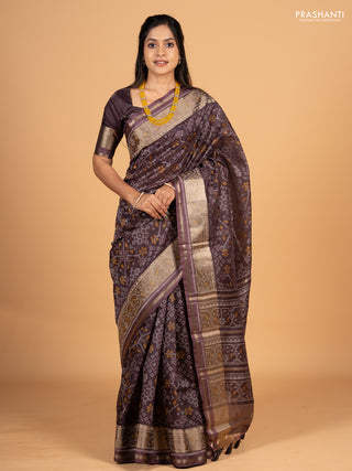 Brown Semi Dupion Saree