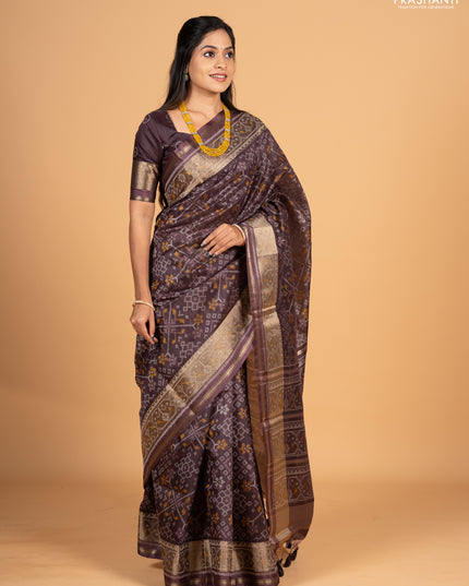 Brown Semi Dupion Saree