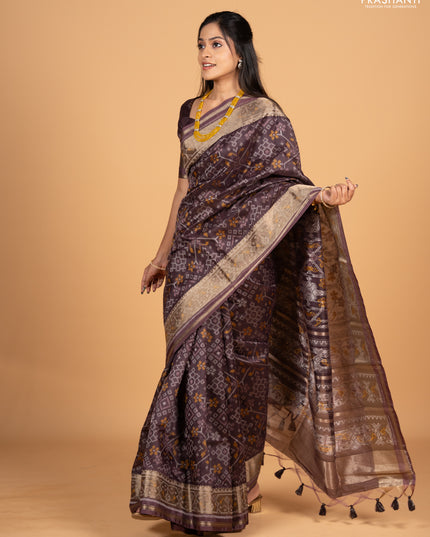 Brown Semi Dupion Saree