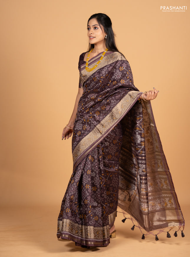Brown Semi Dupion Saree