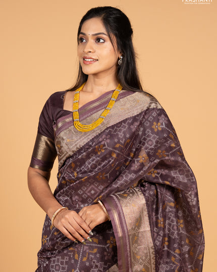 Brown Semi Dupion Saree