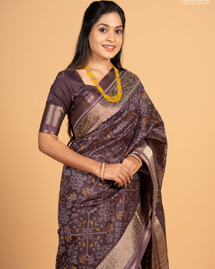 Brown Semi Dupion Saree