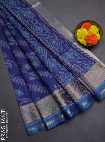 Blue Semi Dupion Saree