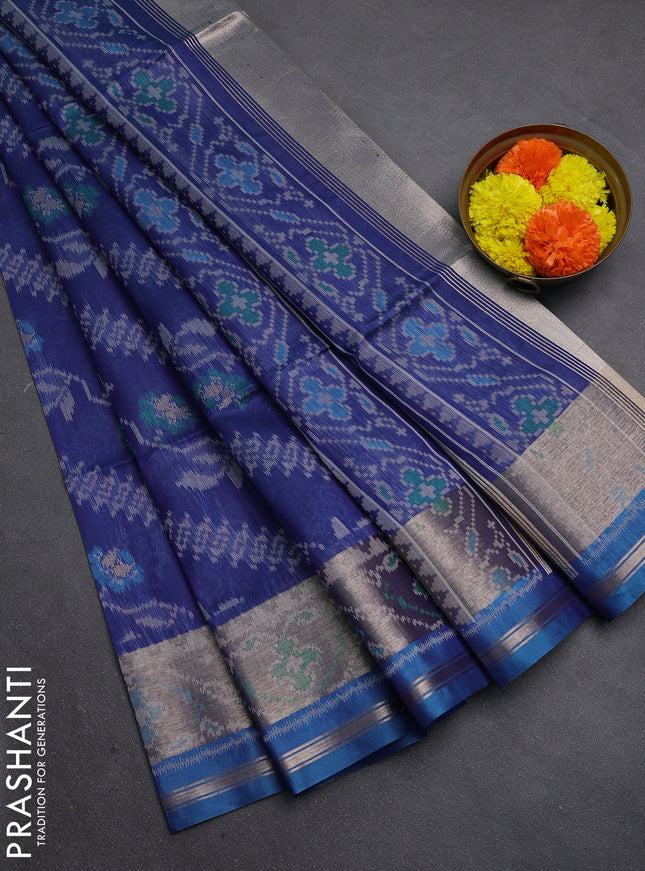 Blue Semi Dupion Saree