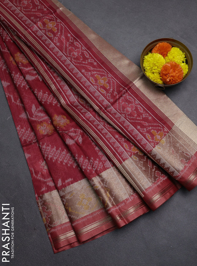 Maroon Semi Dupion Saree