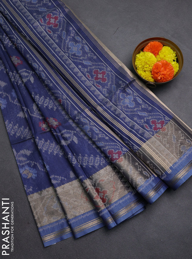 Navy Blue Semi Dupion Saree