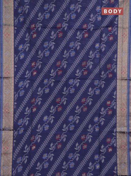 Navy Blue Semi Dupion Saree
