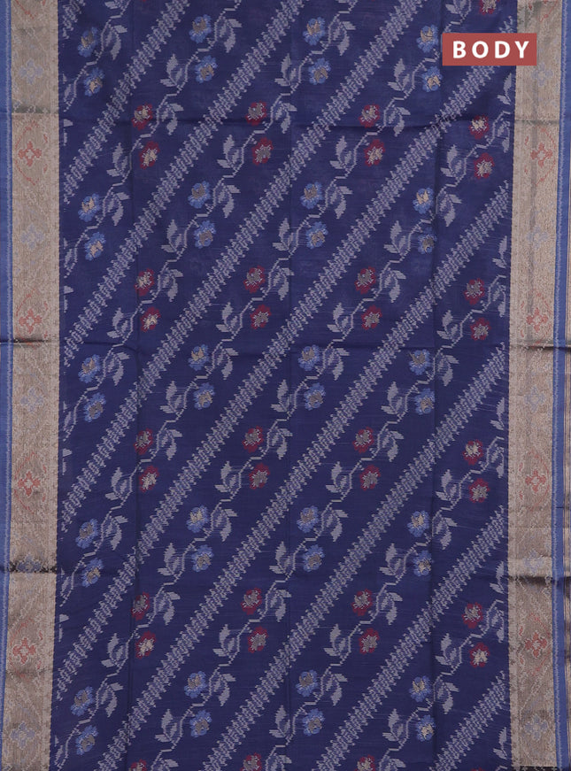 Navy Blue Semi Dupion Saree