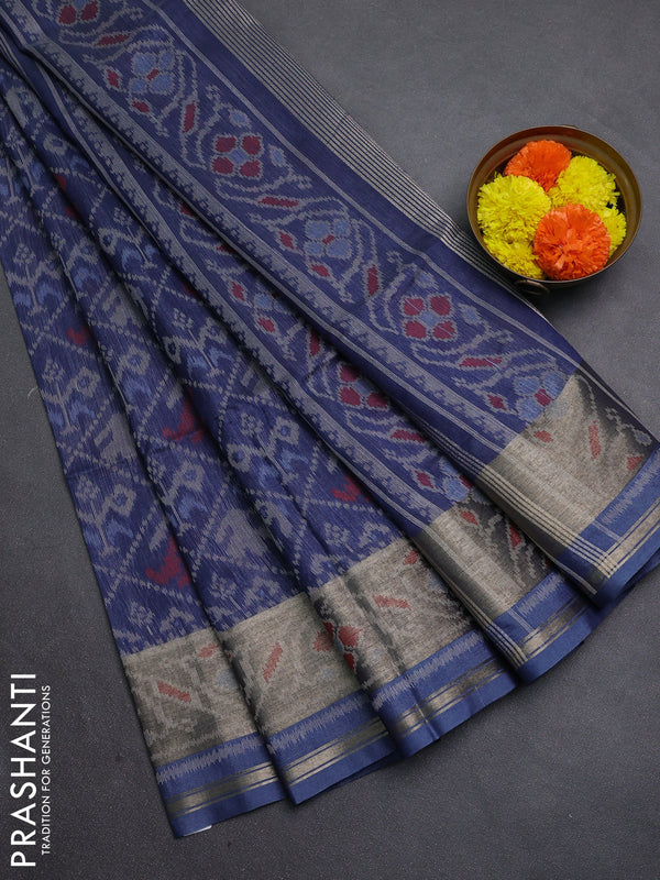 Navy Blue Semi Dupion Saree
