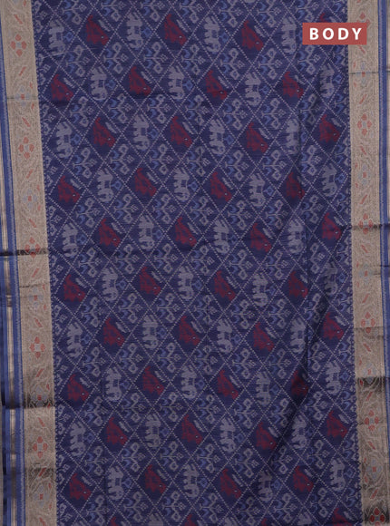 Navy Blue Semi Dupion Saree