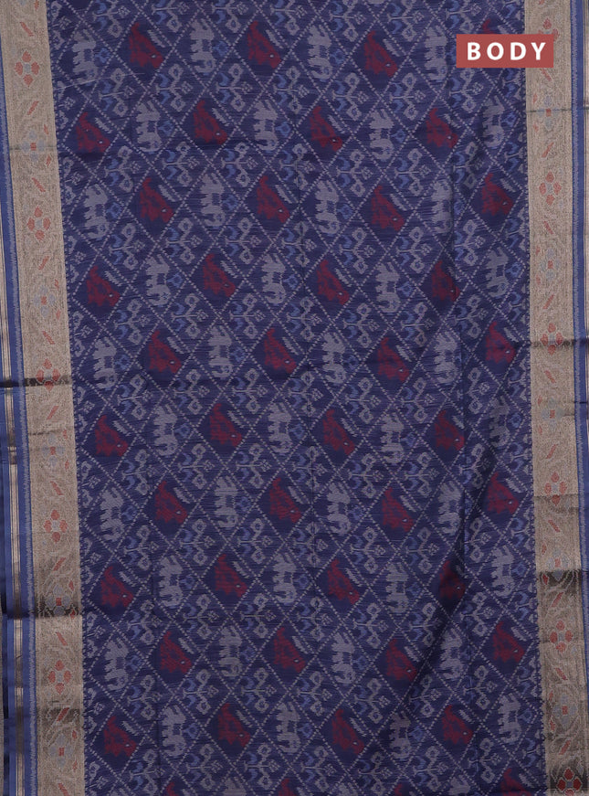 Navy Blue Semi Dupion Saree