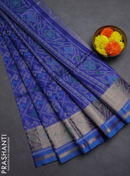 Blue Semi Dupion Saree
