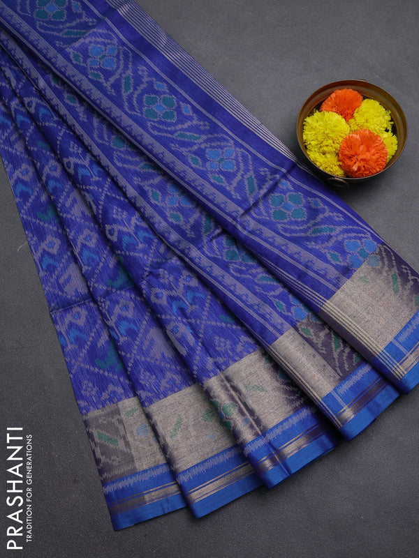Blue Semi Dupion Saree