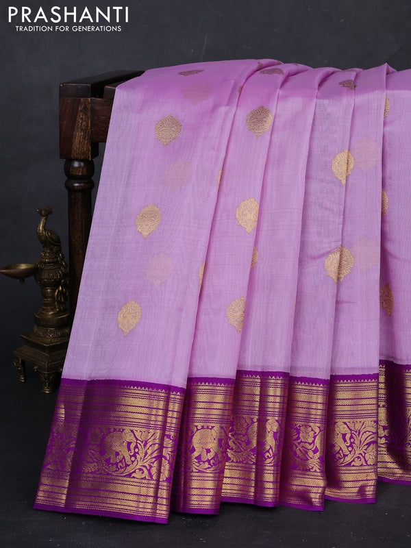 Lavender & Purple Kora Kanchipuram Silk