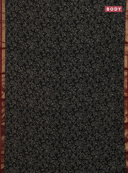 Black & Maroon Muslin Silk - Prints