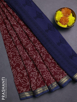 Maroon & Blue Muslin Silk - Prints