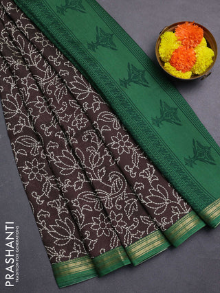 Brown & Green Muslin Silk - Prints