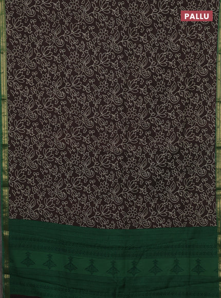 Brown & Green Muslin Silk - Prints