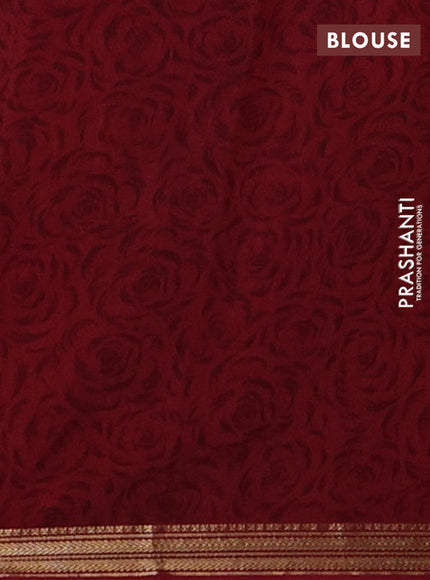 Blue & Maroon Muslin Silk - Prints