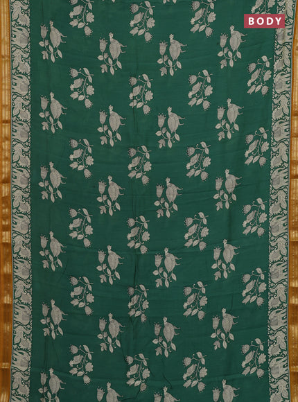 Green & Mustard Yellow Muslin Silk - Prints